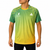 White background, image of Hugo Calderano wearing a Hugo Calderano Gradient Monogram Raglan Short Sleeve shirt. Jungle Green colorway.