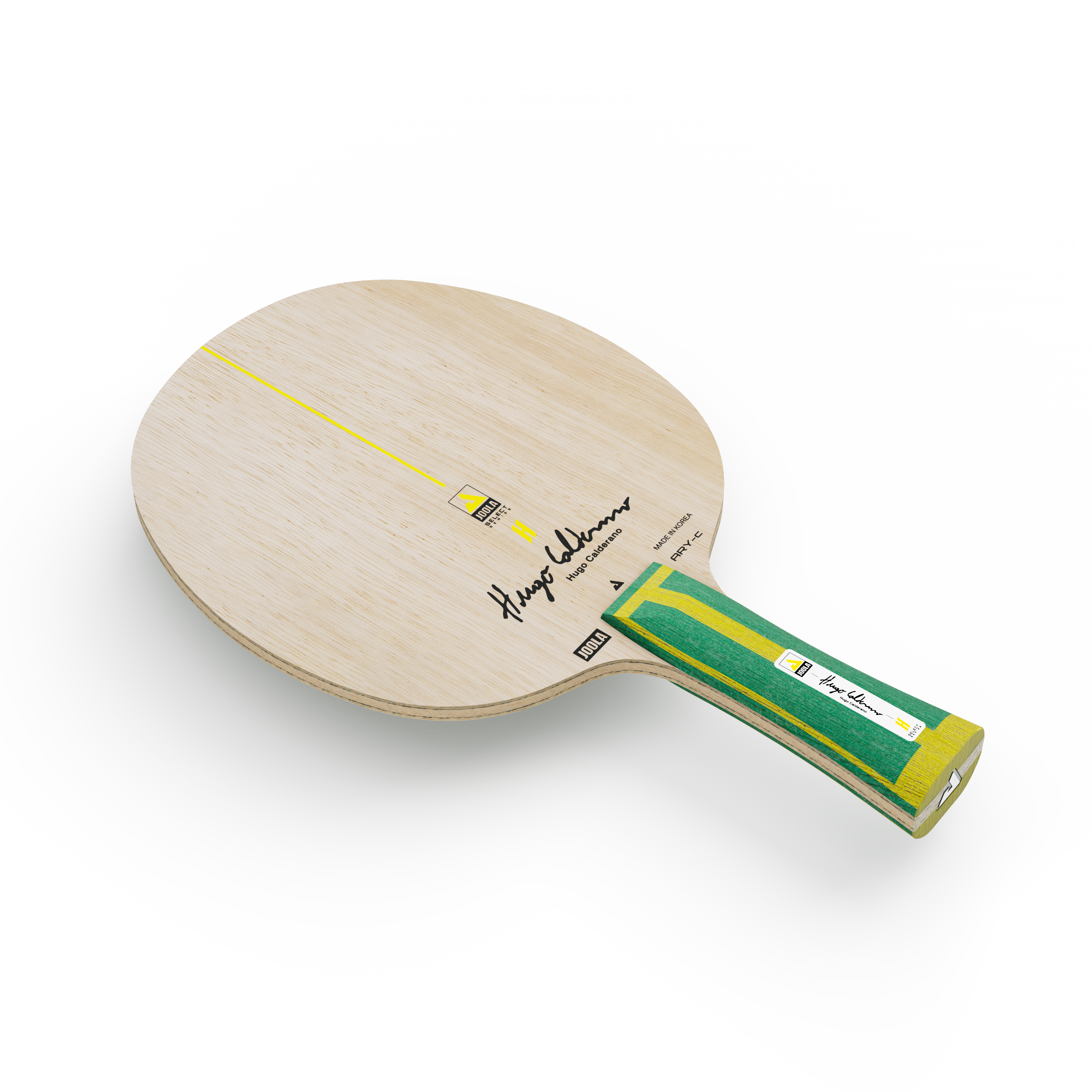 Angled view showing the front of the JOOLA HC ARY C table tennis blade.