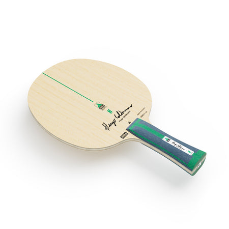 White background, product image of the JOOLA HC ARY X table tennis racket, with a blue and green handle.