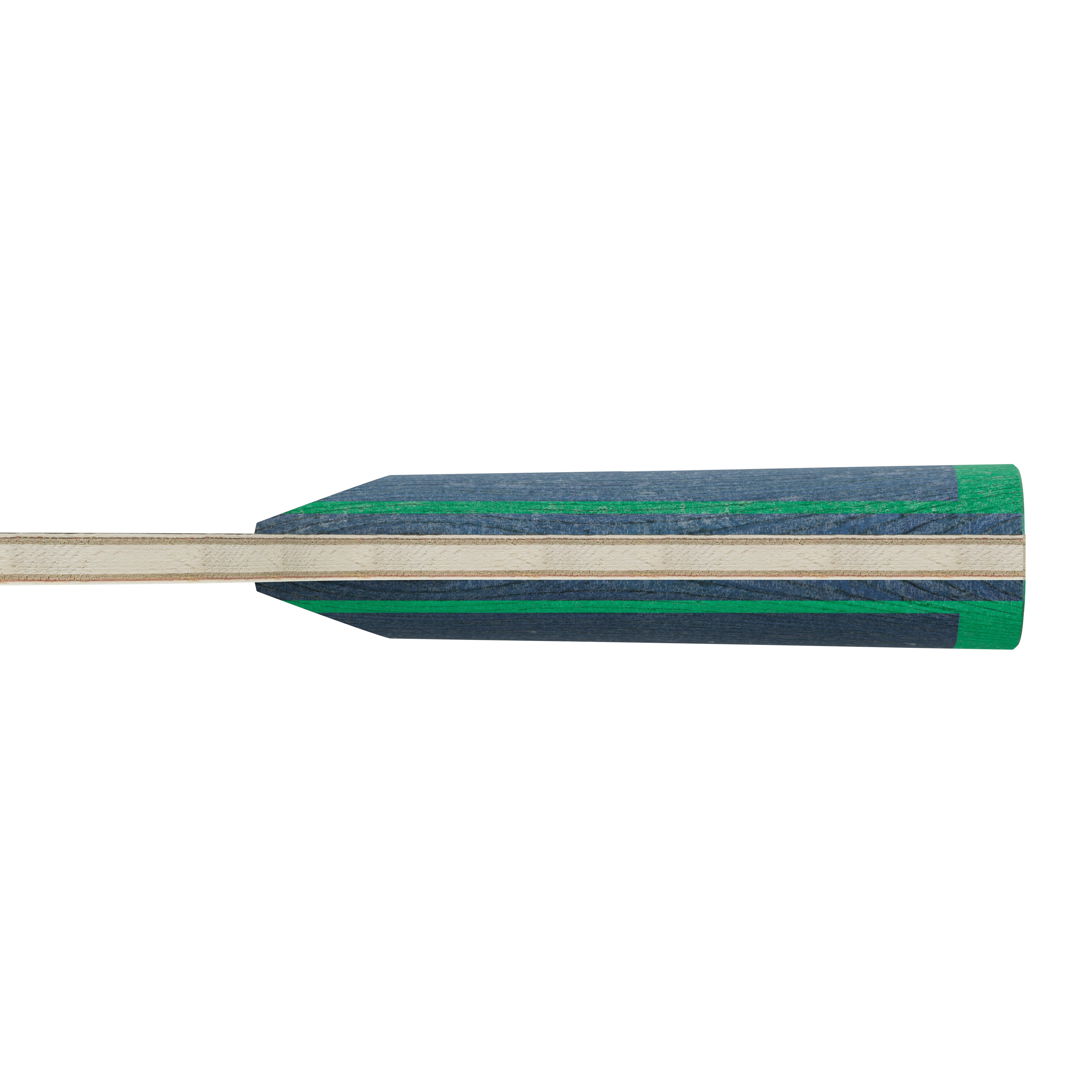 Image showing the handle detail on the JOOLA HC ARY X table tennis racket. Blue and Green handle.