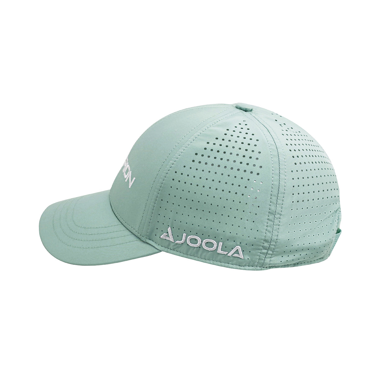 Product image of the side of the mint green JOOLA Hyperion Hat showing off the horizontal JOOLA logo #Green