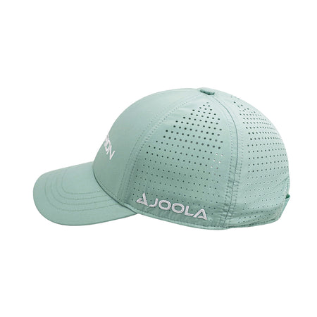 Product image of the side of the mint green JOOLA Hyperion Hat showing off the horizontal JOOLA logo #Green