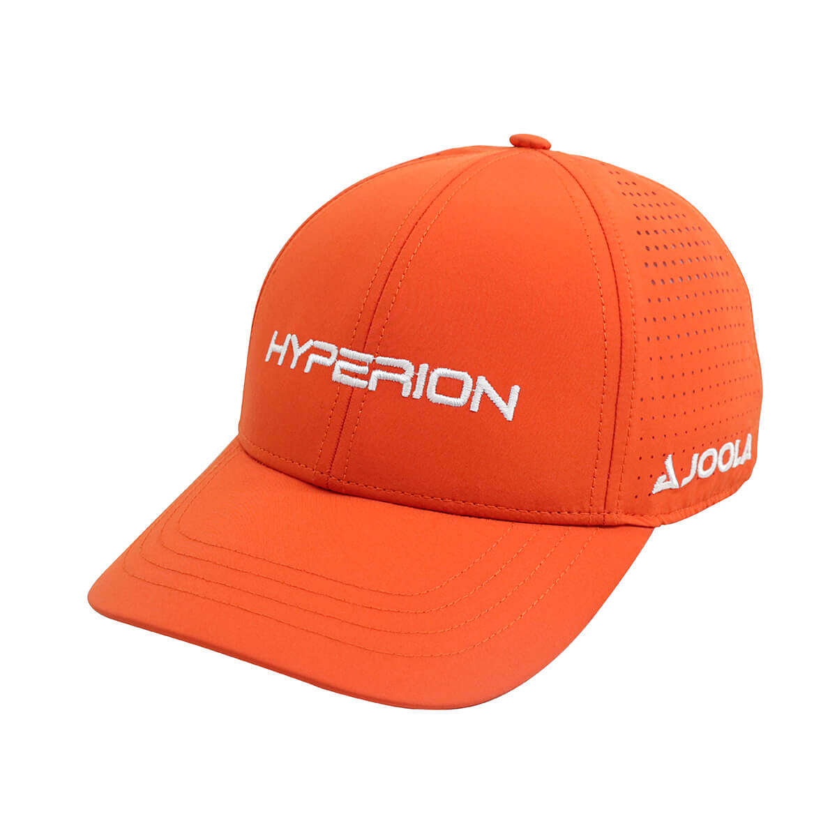 Product image of the side of the orange JOOLA Hyperion Hat, showing off the Hyperion logo and the horizontal JOOLA logo #Orange