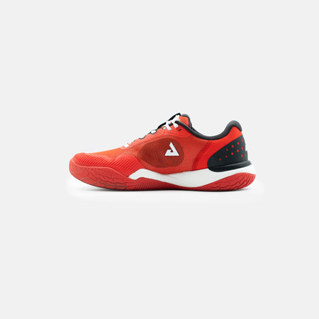 White background, red, white and black JOOLA R4LLy pickleball shoe colorway.
