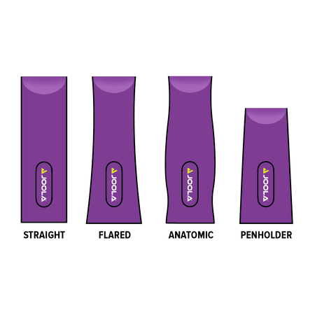 White Background Image: JOOLA Blade Handles with trinity logo infographic.