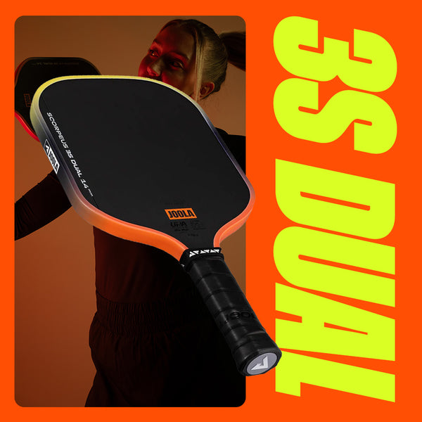 Large 1 x 1 sized Scorpeus 3S Dual Hits Different. pickleball paddle.