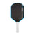 White background, image of the JOOLA Hyperion Pro V pickleball paddle, white handle, blue and white edge guard and black surface.
