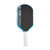 White background, image of the JOOLA Hyperion Pro V pickleball paddle, white handle, blue and white edge guard and black surface.