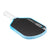 White background, image of the JOOLA Hyperion Pro V pickleball paddle, white handle, blue and white edge guard and black surface.