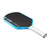 White background, image of the JOOLA Hyperion Pro V pickleball paddle, white handle, blue and white edge guard and black surface.