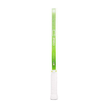 White background, product image showing the green edge guard and white handle of the JOOLA Kosmos Pro V.