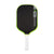 White background, product image of the JOOLA Kosmos Pro V pickleball paddle with white handle and green edge guard.