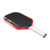 Pickleball paddle with red and black design on a white background