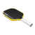 Yellow and black pickleball paddle on a white background