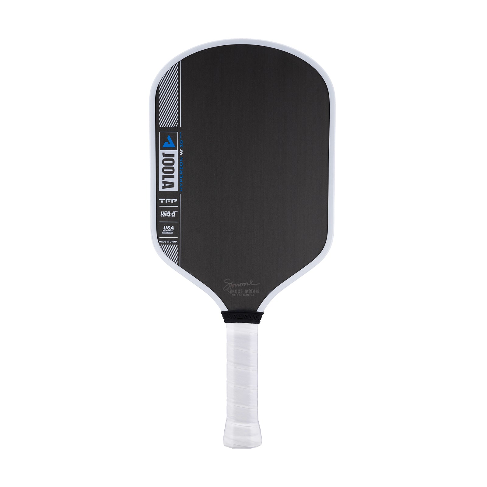 White background, product image of the JOOLA Simone Jardim Hyperion Pro IV Pickleball Paddle. 16mm.