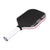 White background image, product image of the JOOLA Ben Johns Perseus Pro IV Pickleball paddle. White handle, black surface, white edge guard. 16mm.