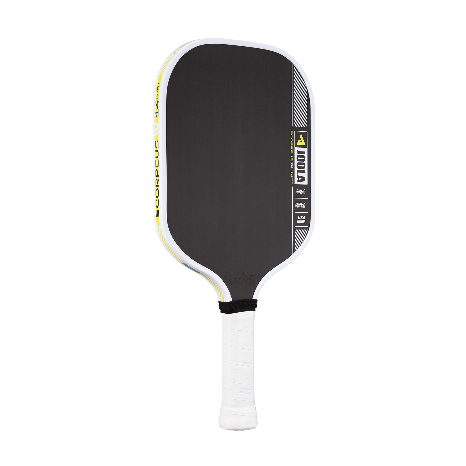 White background, product image of the JOOLA Anna Bright Scorpeus Pro IV Pickleball Paddle, 14mm.