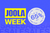 Promotional graphic for JOOLA Week with a blue background and yellow text.