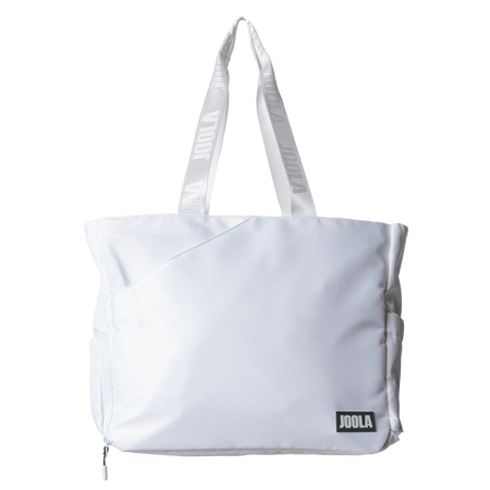 White JOOLA tote bag with 'JOOLA' branding on a white background