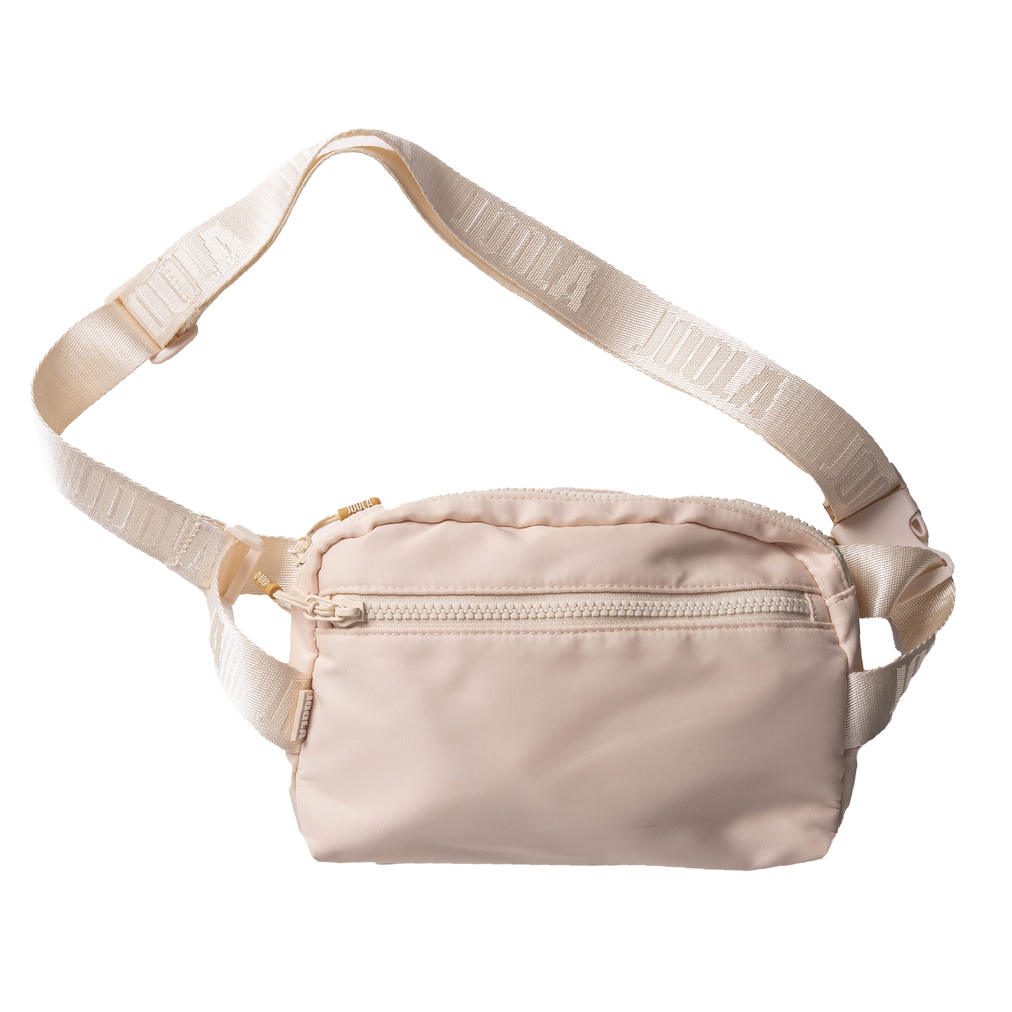 Beige JOOLA Belt bag with a strap on a white background