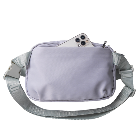 Light purple JOOLA Belt bag with a phone inside on a white background