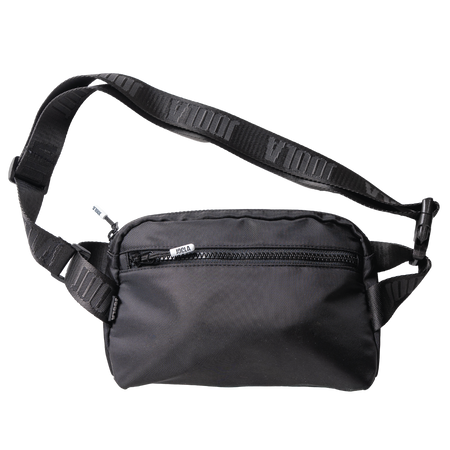 Black JOOLA Belt bag with a strap on a white background