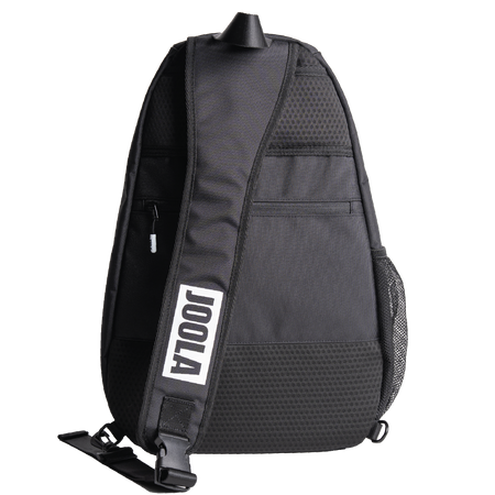 Black sling bag with 'JOOLA' branding on a white background.