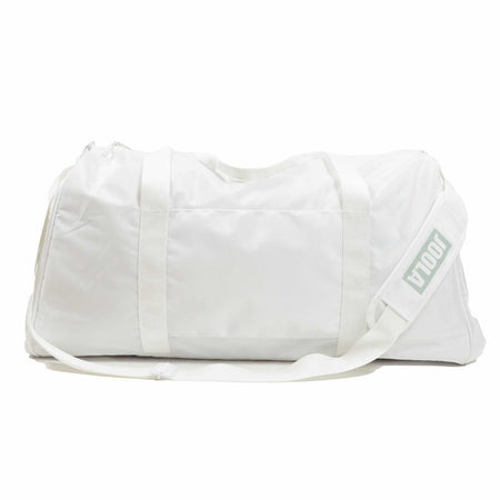 White background, product image of a white JOOLA Duffel bad.