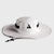 White wide-brimmed hat with a black logo on a light gray background