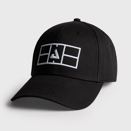 Black JOOLA Court hat with a gray background.