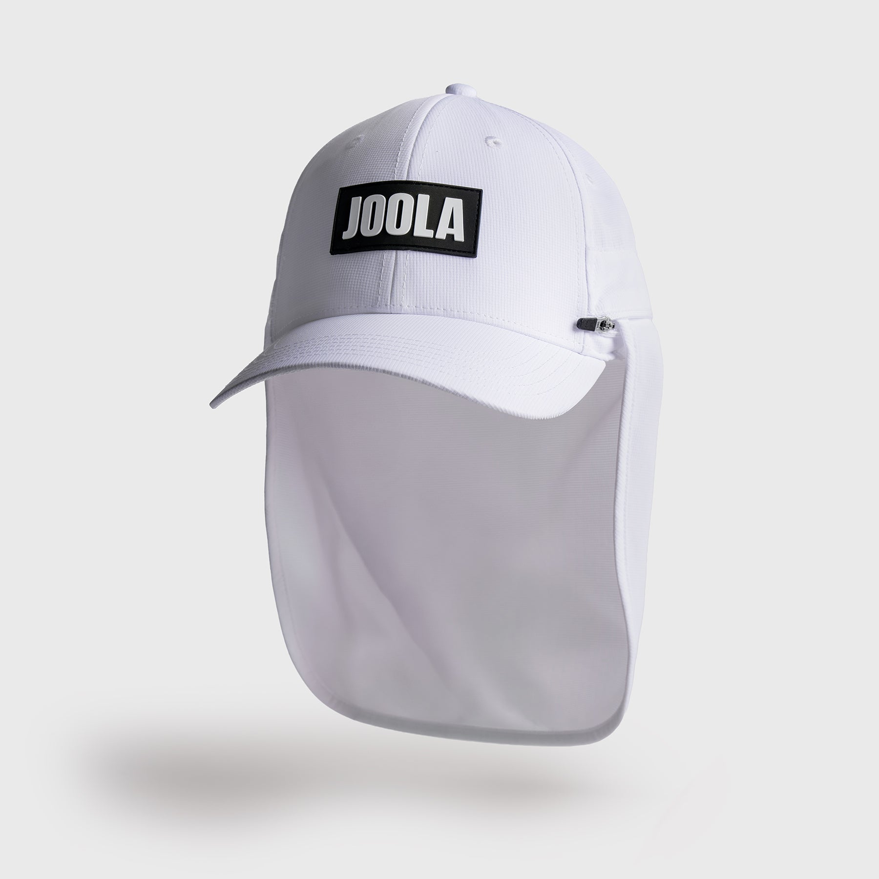 Product image of a white and black JOOLA Two-in-One Sun Cap.