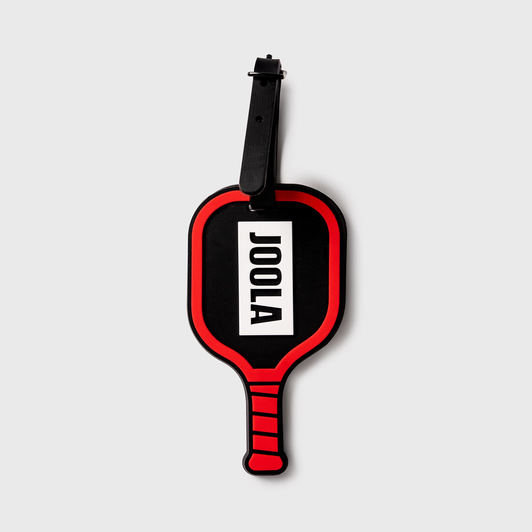 Red and black JOOLA Paddle shapped luggage tage.