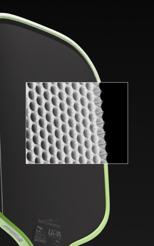 Close up of a Kosmos paddle with the honeycomb core shown.