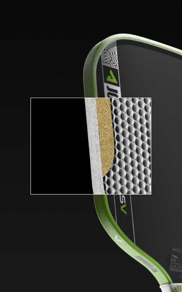 Close up on the hyperfoam edge wall on the new Pro V pickleball paddles.