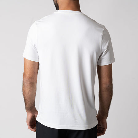 Image showing the back of a JOOLA Men's Club Short Sleeve Shirt, white.