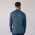 White background image, the back of a model wearing a JOOLA Men's Quarter Zip. Navy.