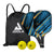 White background, product image of the JOOLA Meridian Pickleball Set, two paddles, two balls and a carrying bag.
