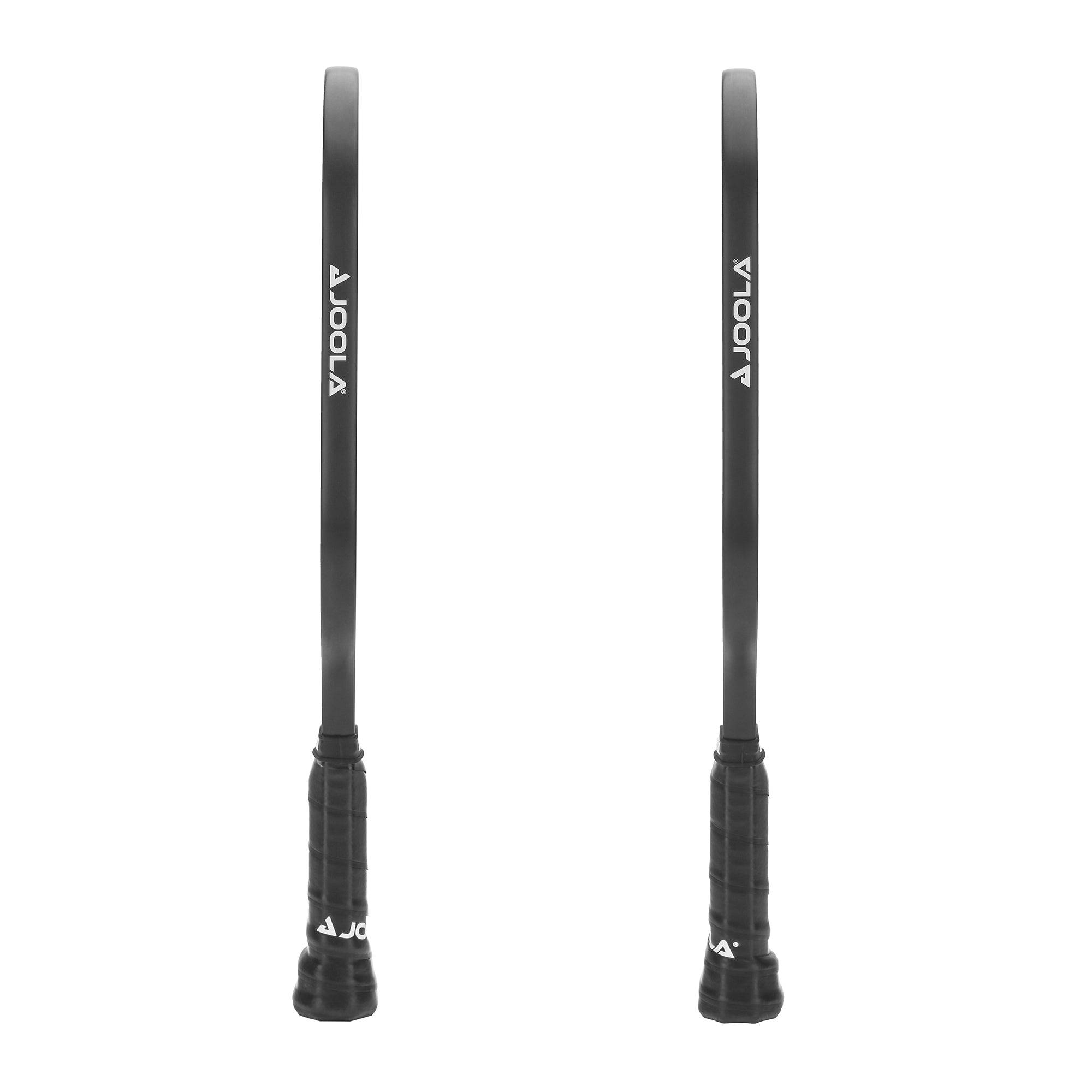 White background, product image showing two JOOLA Meridian Pickleball paddles with black edge guards and a black handle.