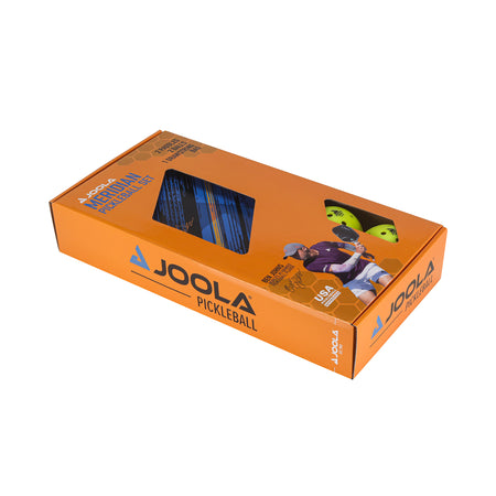 White background, product image showing the packaging for the JOOLA Meridian Pickleball Set.
