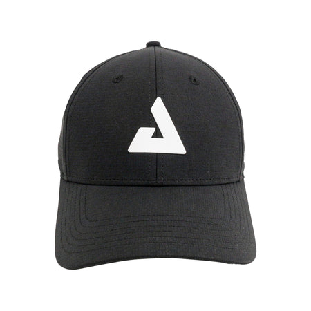 White Background Image: Black hat with JOOLA trinity logo in white. #black