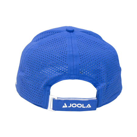 White background image of the back side of the JOOLA Perseus hat, blue.