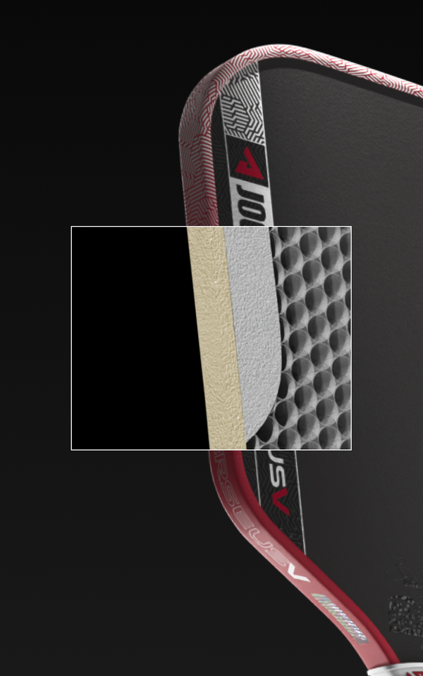 Close-up view of the hyperfoam edge wall in the JOOLA Perseus Pro V.