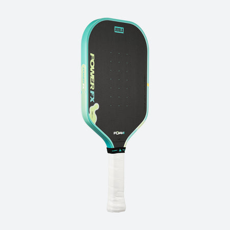 Angled view of the JOOLA Perseus POWER FX pickleball paddle on a white background