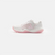 White background, product image of the Left shoe on a JOOLA Women's R4LLy pickleball shoe, pink and white.