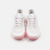 White background, aerial view of a pair of women's JOOLA R4LLy pickleball shoes, white and pink colorway.