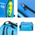 Blue JOOLA Vision II backpack with JOOLA pickleballs and racket pro branding, shown from multiple angles.
