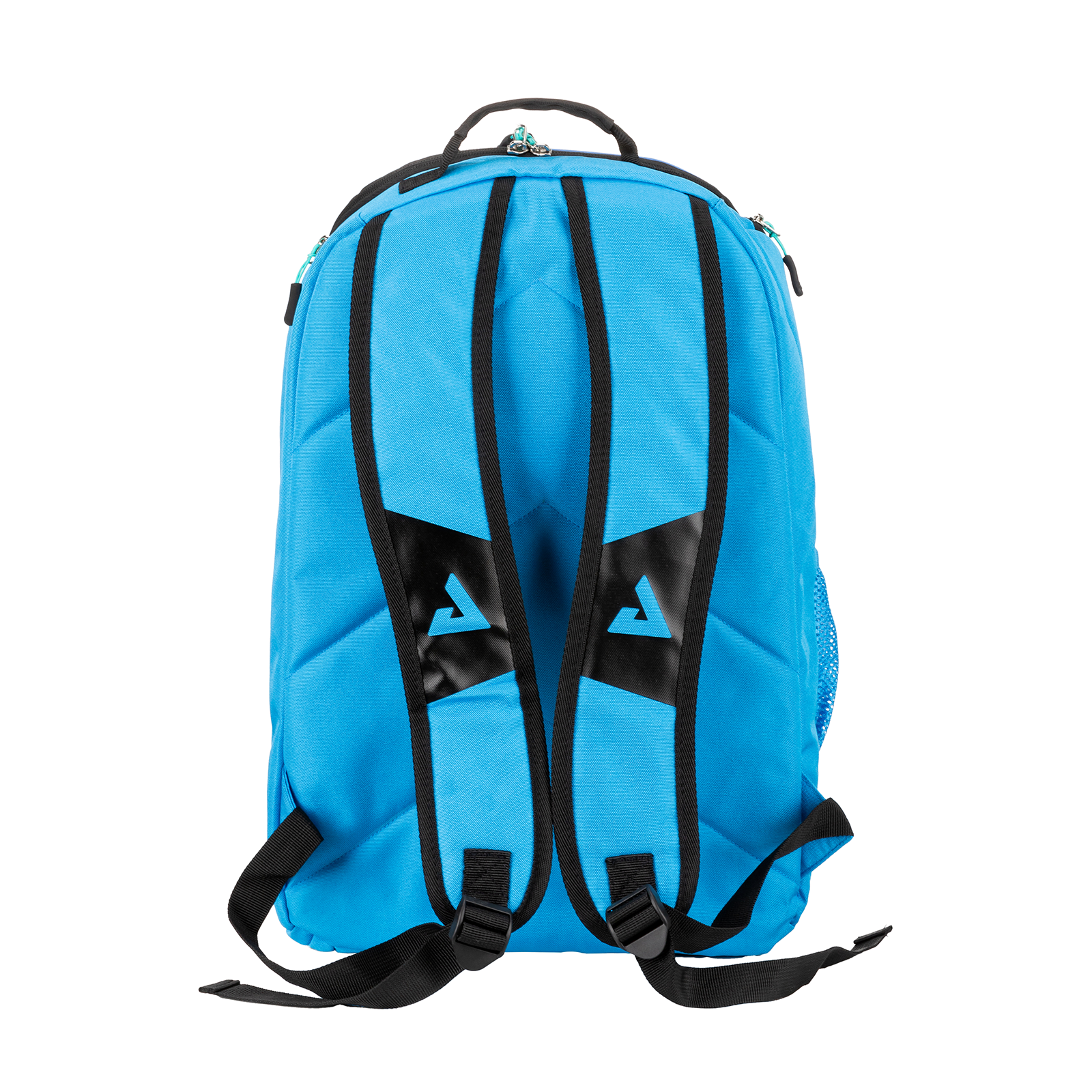 White background, image showing the straps on the JOOLA Vision II Racketpro x JOOLA backpack. Blue straps with black accents.
