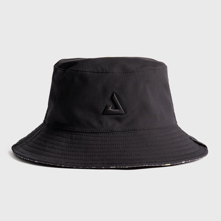 Black bucket hat with a JOOLA trinity logo on a light gray background