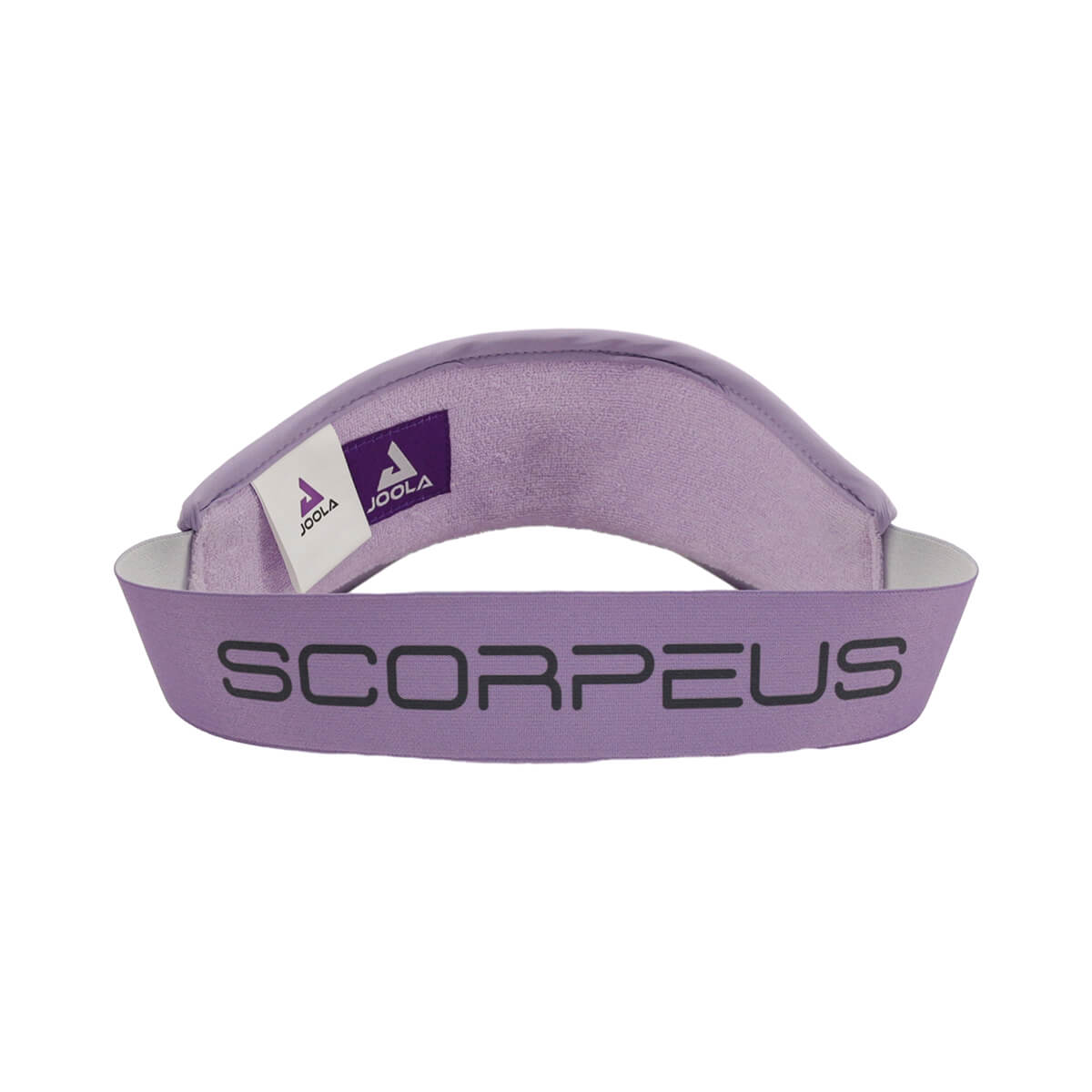 White Background Image: JOOLA Scorpeus Visors in Light Purple with showing black Scorpeus logo across the back strap #Light Purple