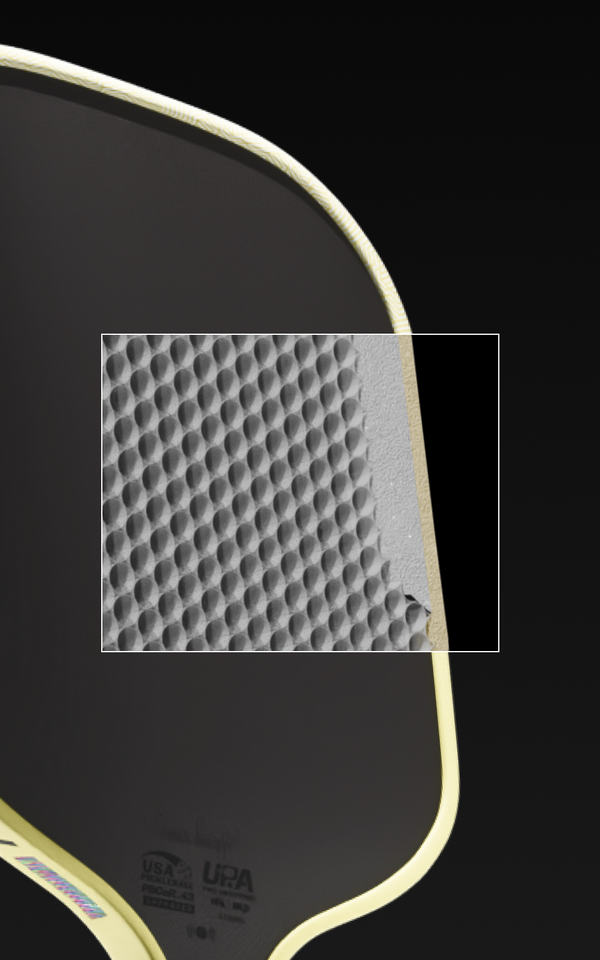 Close up on the Honey Comb Core inside a JOOLA Scorpeus Pro V.